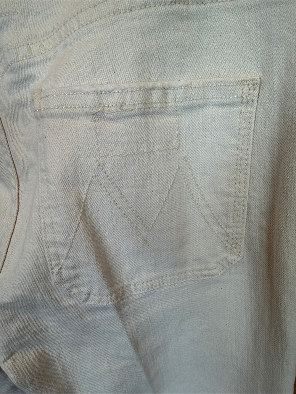 705 MOTHER The Hustler Patch Pocket Flood Jeans Act Natural White Size 28 NWT - Picture 12 of 13